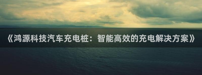 威廉希尔 1.62 3.75 4.50：《鸿源科技汽车充电桩：智能高效的充电解决方案》